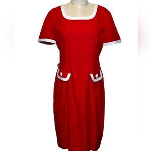 Vintage Red Linen Dress
